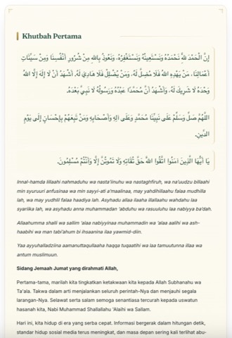 Contoh naskah khutbah Jum'at Bahasa Indonesia buatan AI Dakwah Generator