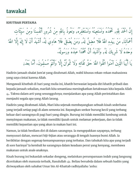 Contoh Naskah Ceramah Tawakal