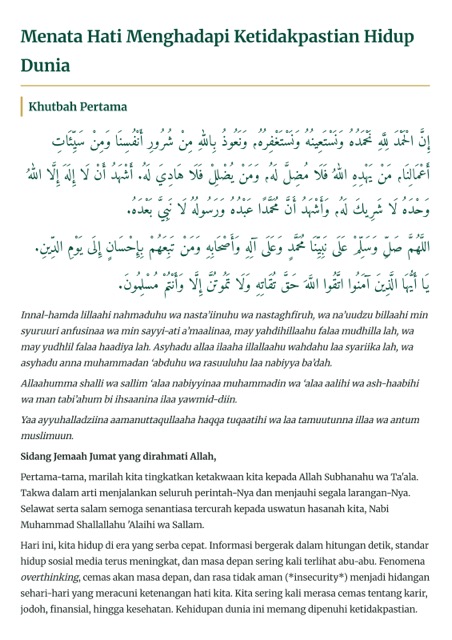 Contoh Naskah Kajian Menata Hati